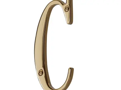 House Letter Solid Bright Brass Wall Mount C Letter 3D model
