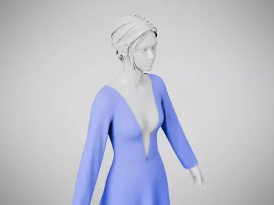 Dress 35 Very Light Blue Low-poly 3D model