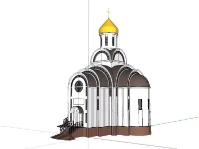 Architecture-Religion-God-Culture-Temple-080 church with gold... 3D model