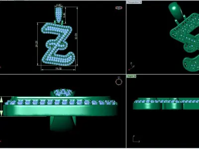 Tattoo fonts z alphabet pendent 3D print model