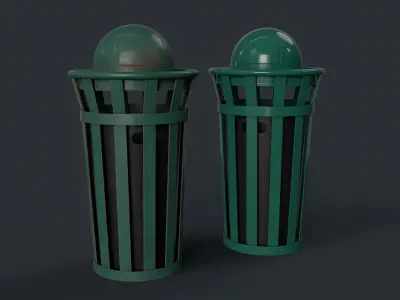 Street Trash Can 8 PBR Game Ready Low-poly 3D model