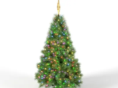 Christmas Tree With Multicolor Lights Set 1 3D model