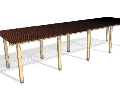 Fully Parametric Wooden Pergola 3D model