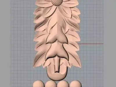 Door Post flower 3D STL Model for CNC Router Carving E956 3D model