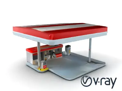 Stylized Gas Station with Convenience Store model pack Low-poly 3D model