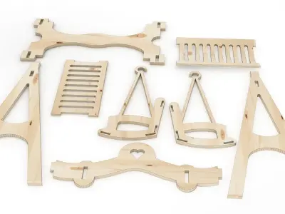 Wooden Swing cnc router 3d model Low-poly 3D model