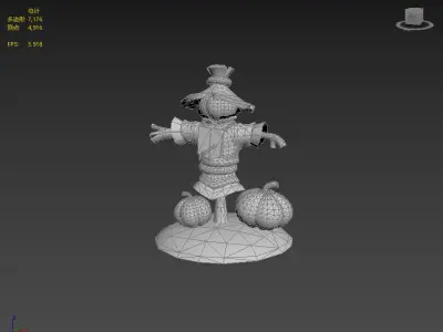 Cartoon Scarecrow Low-poly 3D model