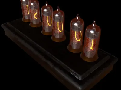 Nixie Tubes Clock Prop Low-poly 3D model