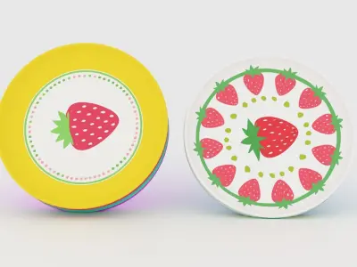 Plates set Low-poly 3D model 3D model