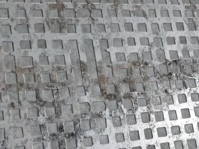 Worn Light Blue Rusty Corrugated Metal PBR Seamless Texture