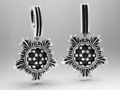 Sun earrings 3D print model