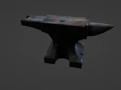 Worn Iron Anvil with Patina and Hammer Dents 3D model