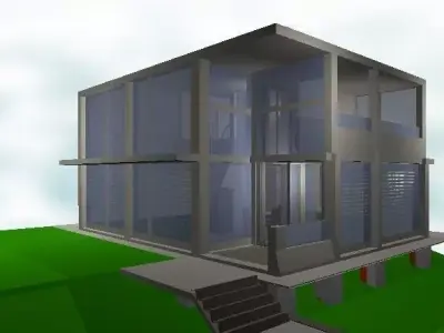 Room House  2Mountainous Terrain with Structural Details Low-poly 3D model