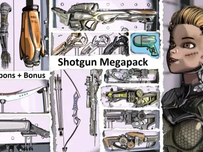 Shotgun Megapack Low-poly 3D model