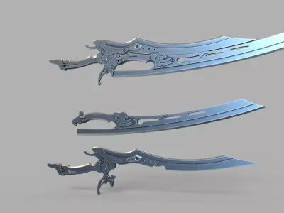 steampunk double folding sword  3D print model 3D print model