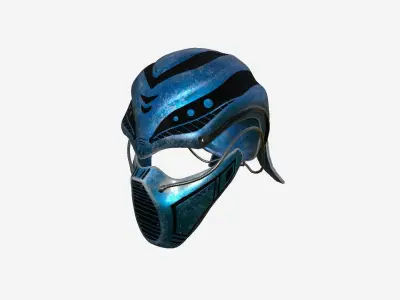 SciFi Ninja Mask A07 Blue Metal - Character Design Fashion Low-poly 3D model