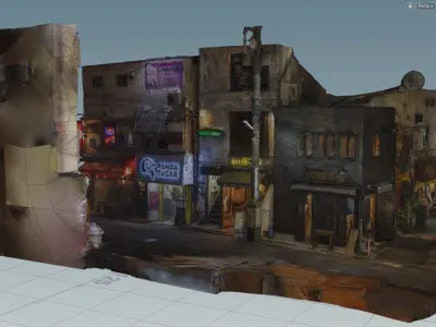 JAPAN ALLEY STREET SCANNED LOW POLY  Low-poly 3D model