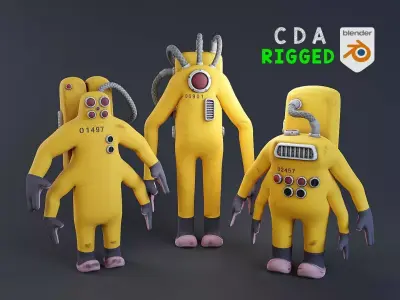 Monster inc - CDA agent pack rigged 3D model