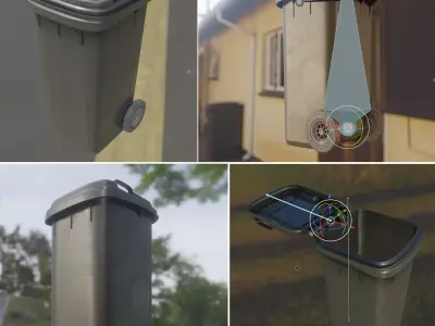 Rigged Residual Waste Can 120L -Low-Poly-Version- Low-poly 3D model