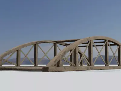 Old wooden bridge Low-poly 3D model