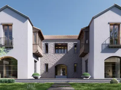 Spanish Style House Low-poly 3D model