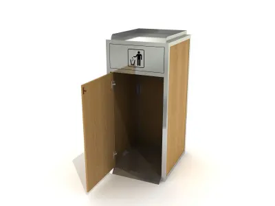 Stainless Litter Bin and Plastic Bin 3D model
