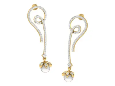 Light Weight Gold Diamond Earring  -earr7 3D print model