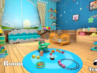 Baby Room Lowpoly Low-poly 3D model