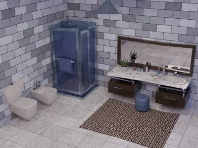 Bathroom pack Low poly Low-poly 3D model