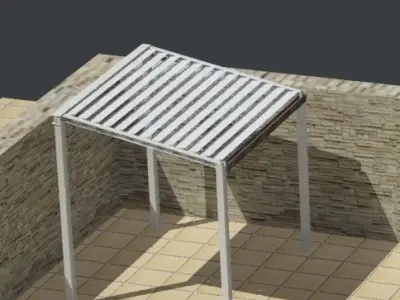 a metallic moving pergola 3D model