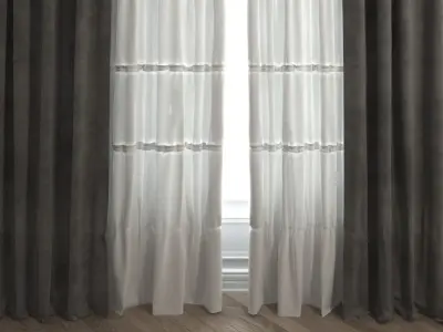 Curtain Set 9 curtains 3D model