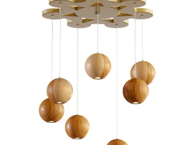 Aliexpress wooden balls hanging lamp 3D model