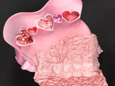 Heart Bed with Gift Room 3D model