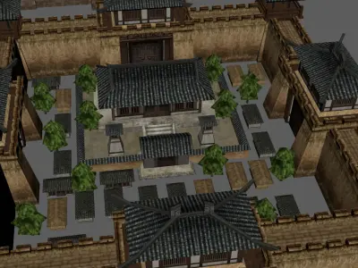 Ancient Chinese Three Kingdoms city Low-poly 3D model