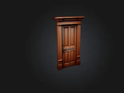 Realistic Wooden Door Frame Low-poly 3D model