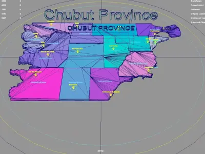 Chubut Province  Argentina map region geography political 3D model