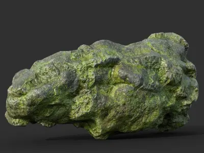 Low poly Damaged Jungle Mossy Rock B Low-poly 3D model