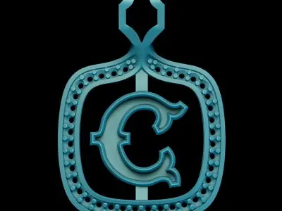 C Letter pendant  3D print model purchase