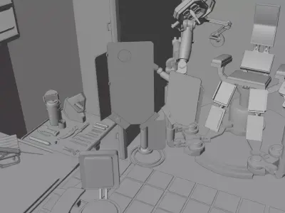 sci-fi Medical Clinic  Low-poly 3D model