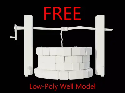 Low-Poly Well fire pit Free low-poly 3D model