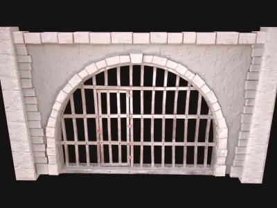 Medieval Prison Bars with Door Low-poly 3D model