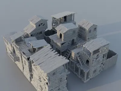 Modular Slum District Tabletop Terrain 28 mm 3D print model