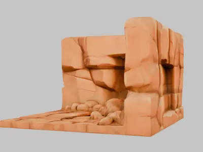 Simple Stylized Stone Corner 3D Model Low-poly 3D model
