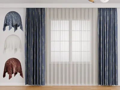 Curtain 001 Low-poly 3D model