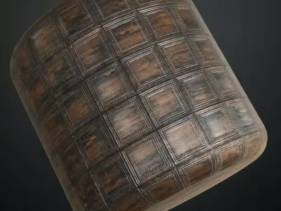 Antique Ornate Metal Ceiling Tiles PBR Seamless Texture
