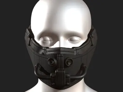 Gas mask respirator scifi futuristic 3d  Low-poly 3D model 39