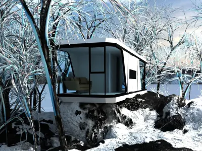 Capsule house 3d model Low-poly 3D model