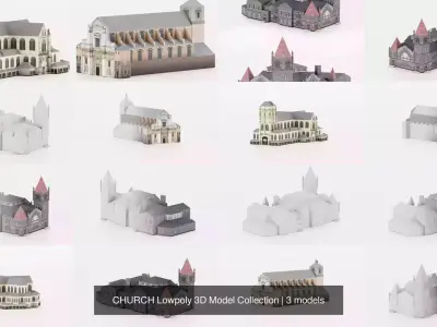 CHURCH Lowpoly 3D Model Collection 3D Model Pack