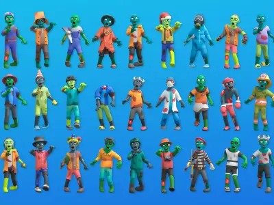 Zombies Low-poly 3D model