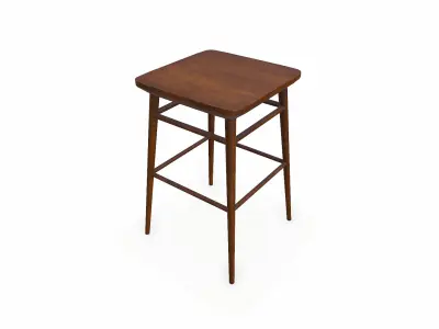 Old Wooden Stool 2 Low-poly PBR 